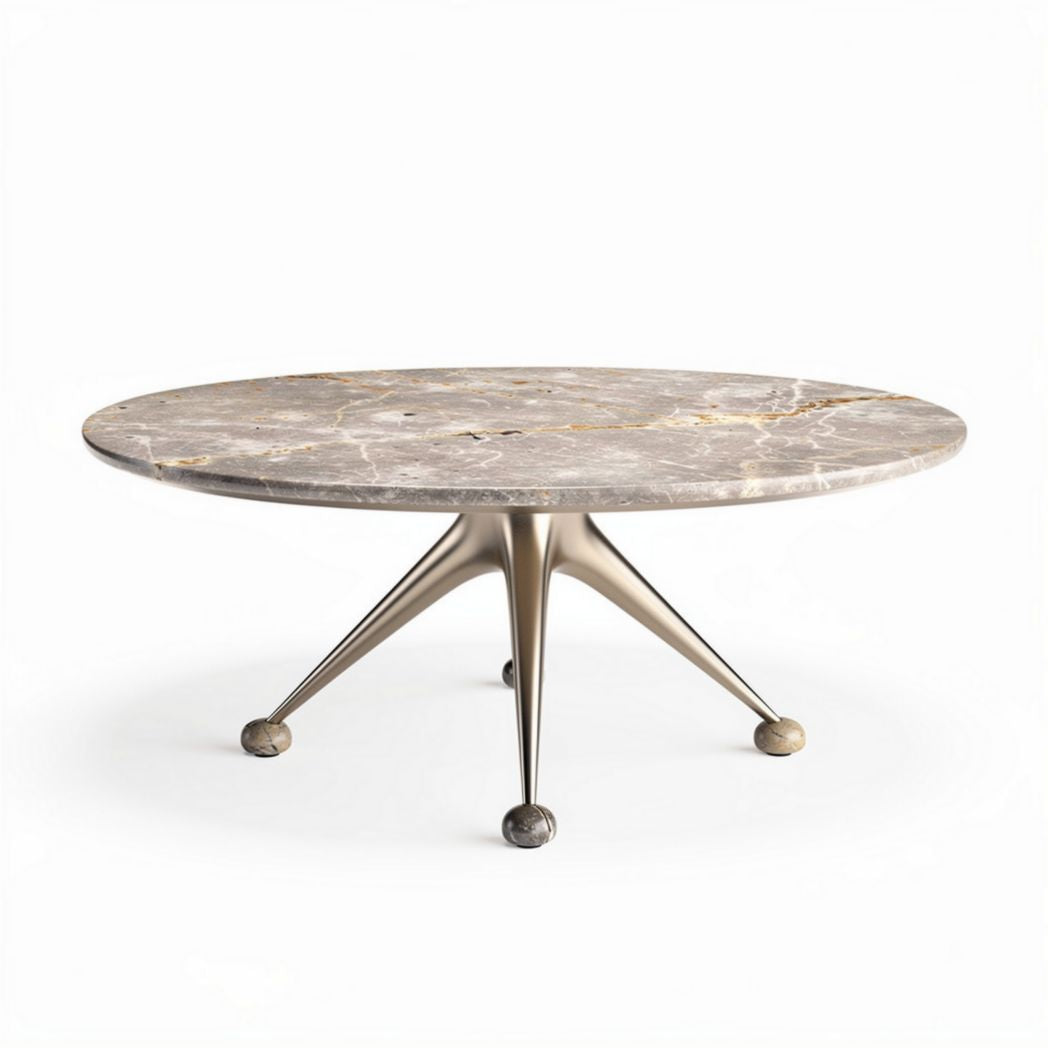 Ronde marmeren salontafel met metalen poten 100 x 100 x 40cm