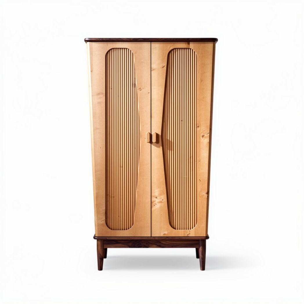 Houten kast met verticale groeven en twee deuren 80 x 40 x 150cm