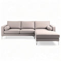 Lichte grijze hoekbank met chaise longue 200 x 90 x 85 cm en stoffen bekleding