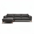L-vormige stoffen bank met houten poten in antraciet 250 x 160 x 85cm